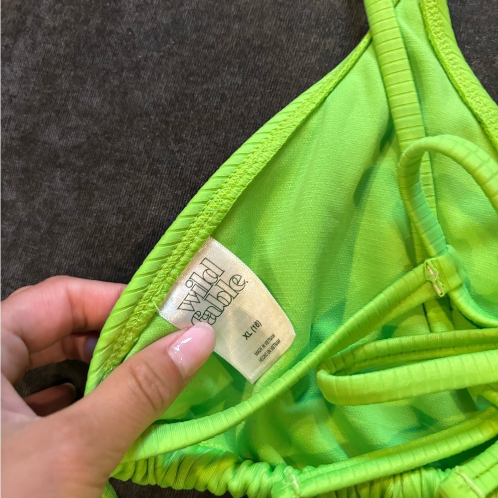 wild fable Neon Lime Ribbed String Bikini Set - Picture 2 of 4